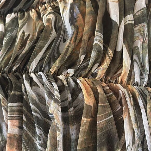 Zara Marble Ruched Mesh Bodycon Mini Dress XL - Picture 5 of 6